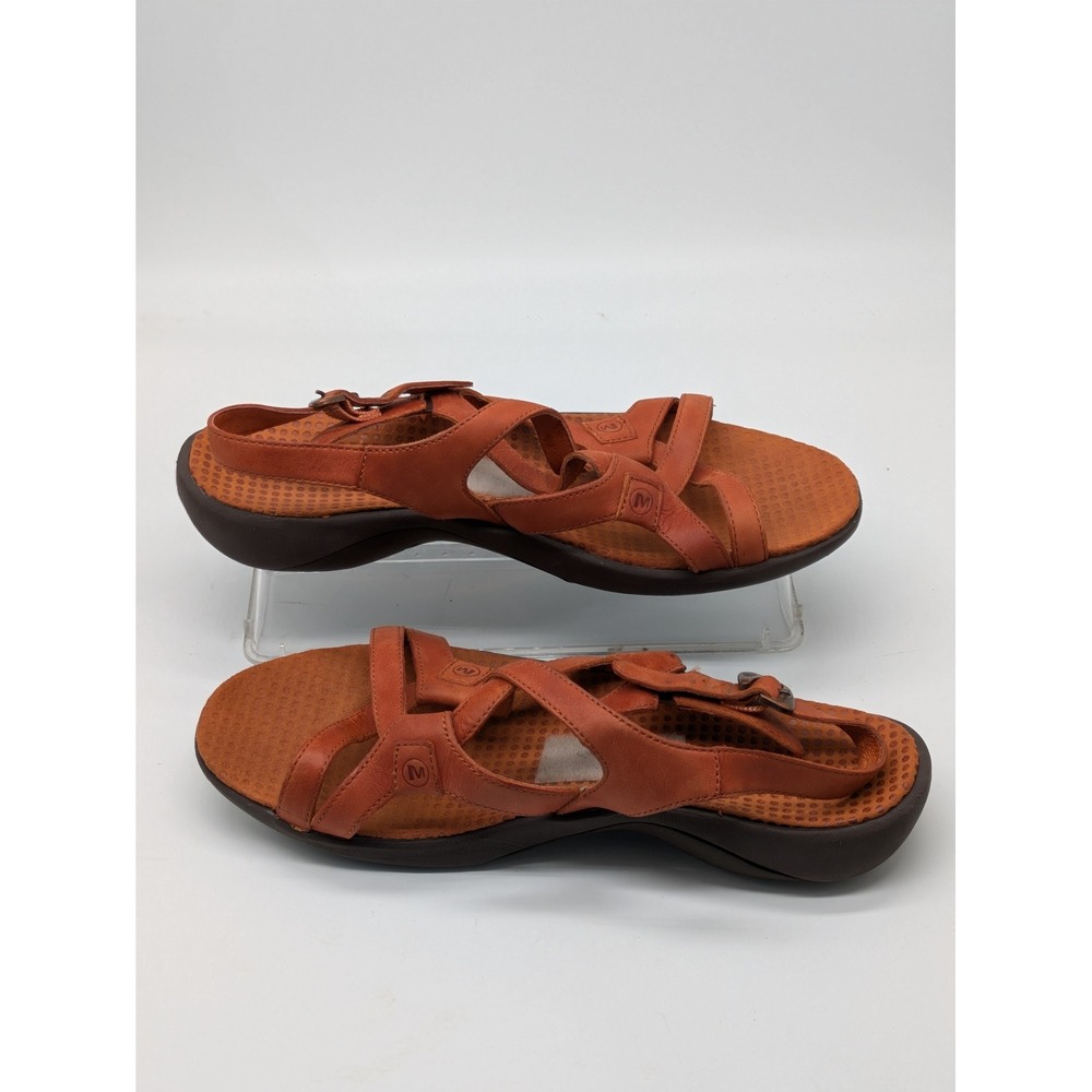 Merrell Women's 8 Rust Leather Strappy Sport Sandals Adjustable Buckle Comfort